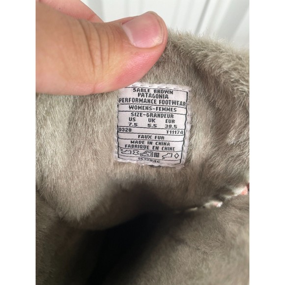 Patagonia Sable Brown Leather Faux Fur Lined Winter Boots Women's 7.5 Size - Picture 9 of 10